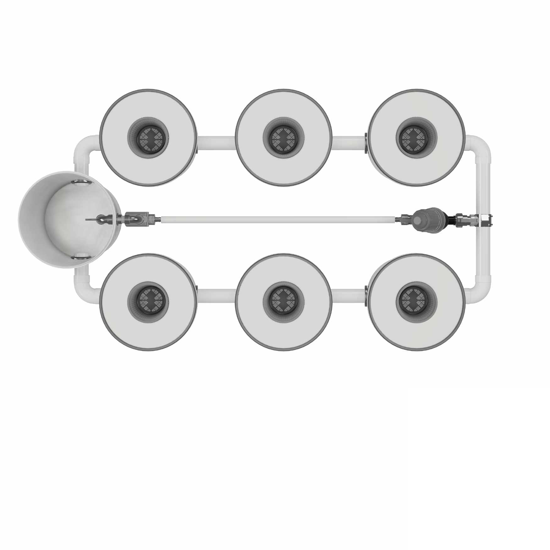 Growrilla RDWC SPRO _ 6-Topfe 19L von oben